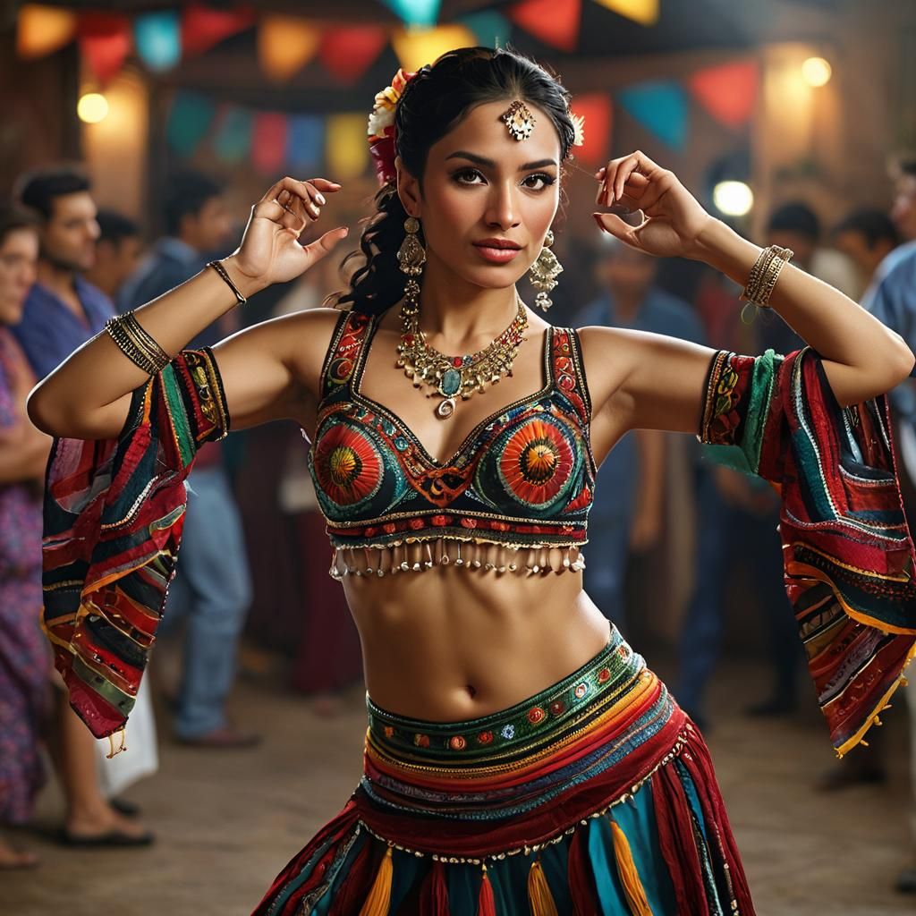 Mexican Belly Dancer Portrait in Traditional Clothing
