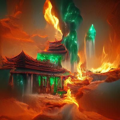Flaming Emerald Wax Temple Concept Art