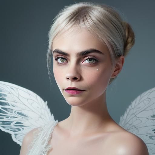 Delicate Pixie with Intense Gaze: Ink Illustration