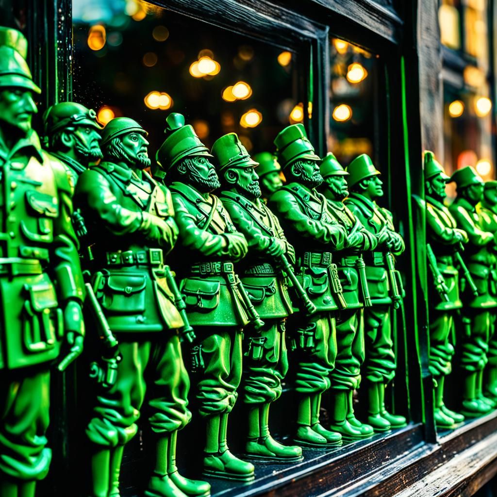 Toy Shop Window with Miniature Army Men