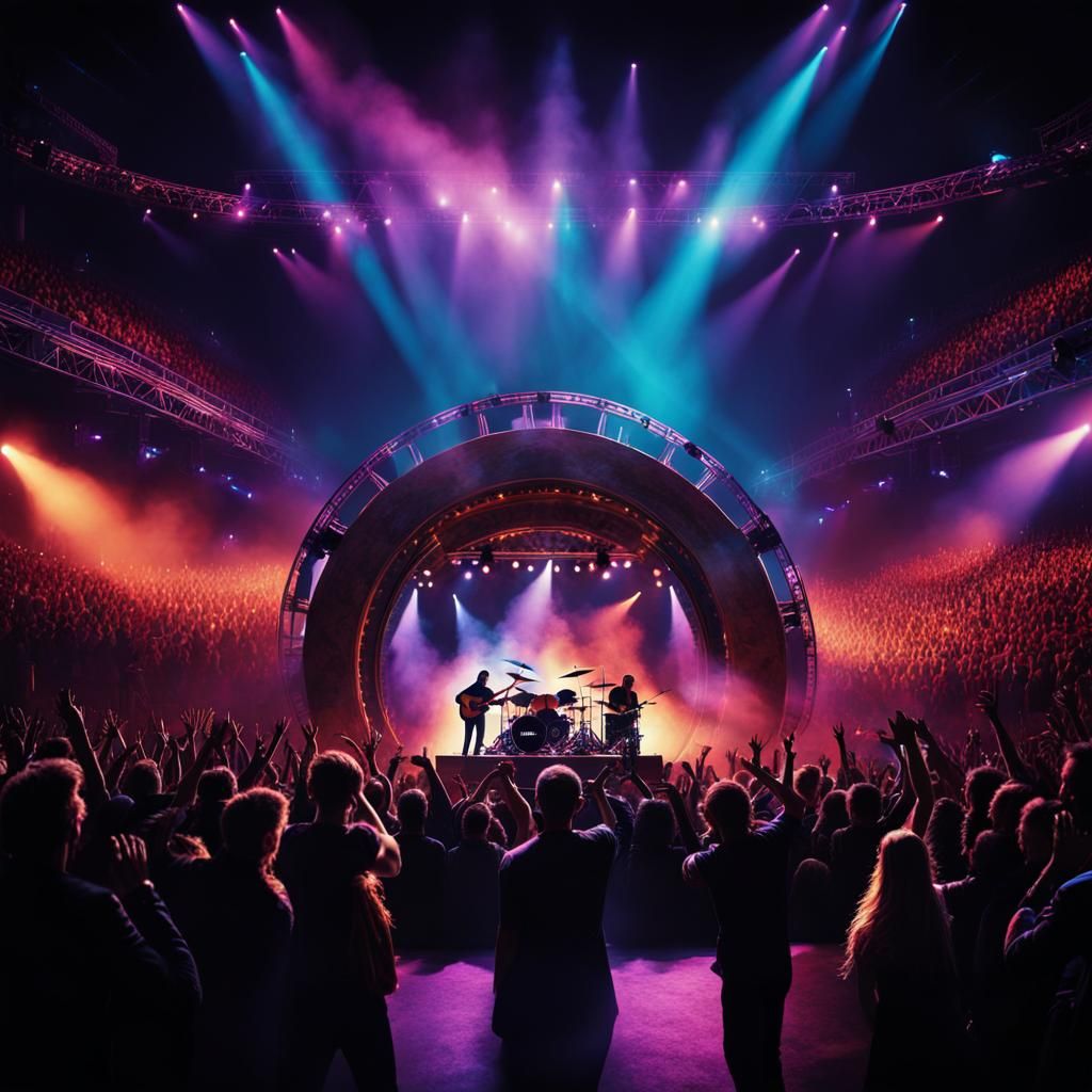 Rock Band on Stage Round Logo