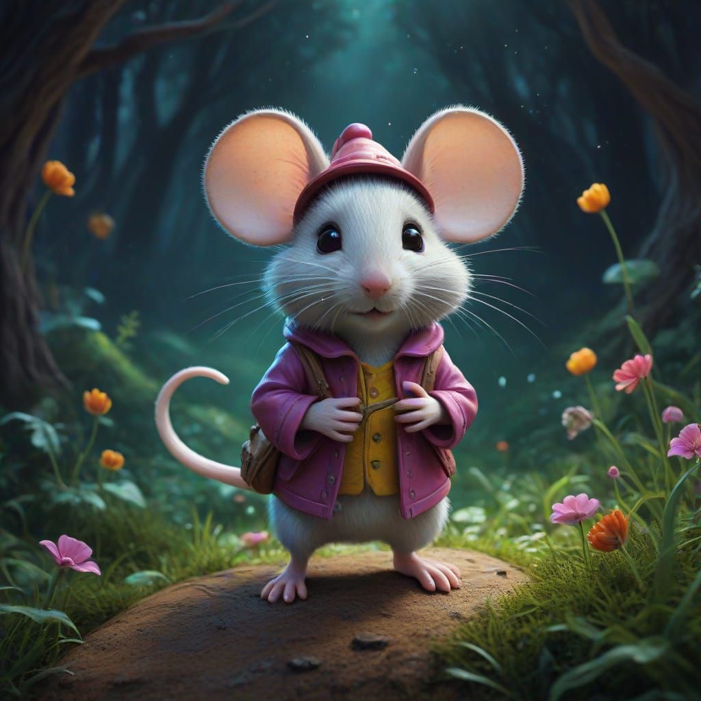 Surreal Mouse's Whimsical Adventure in Dreamlike Art