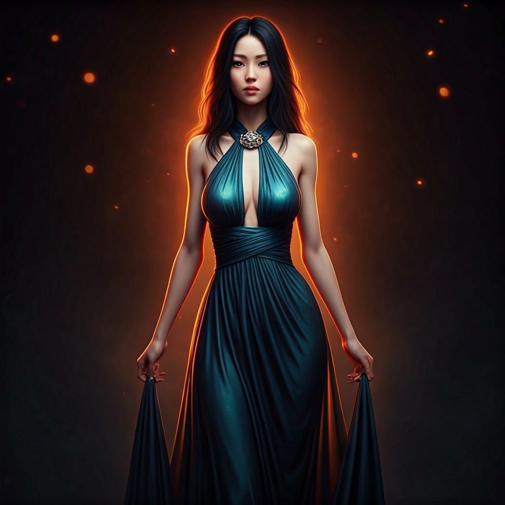 Gorgeous Asian Woman in Ethereal Digital Art Style