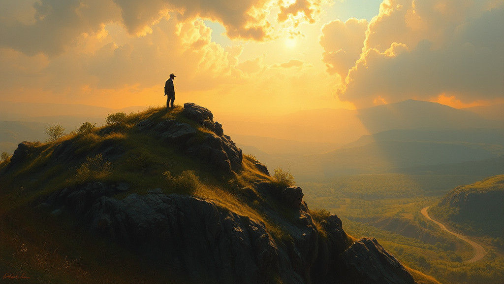 Serene Landscape with Figure in American Realism Style