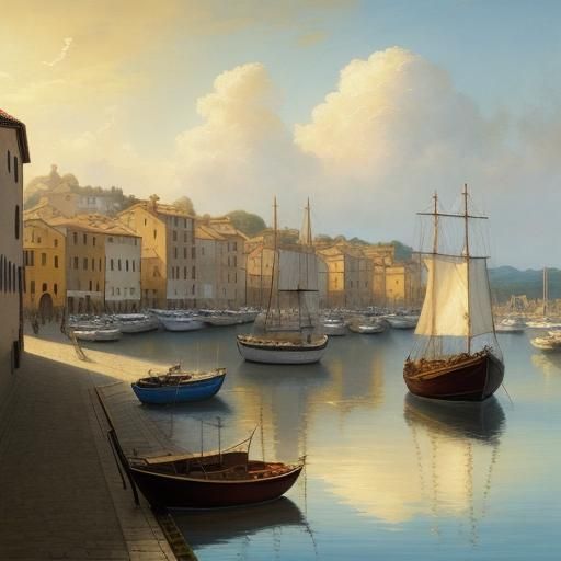 Coastal Town Harbour in Italian Renaissance Style