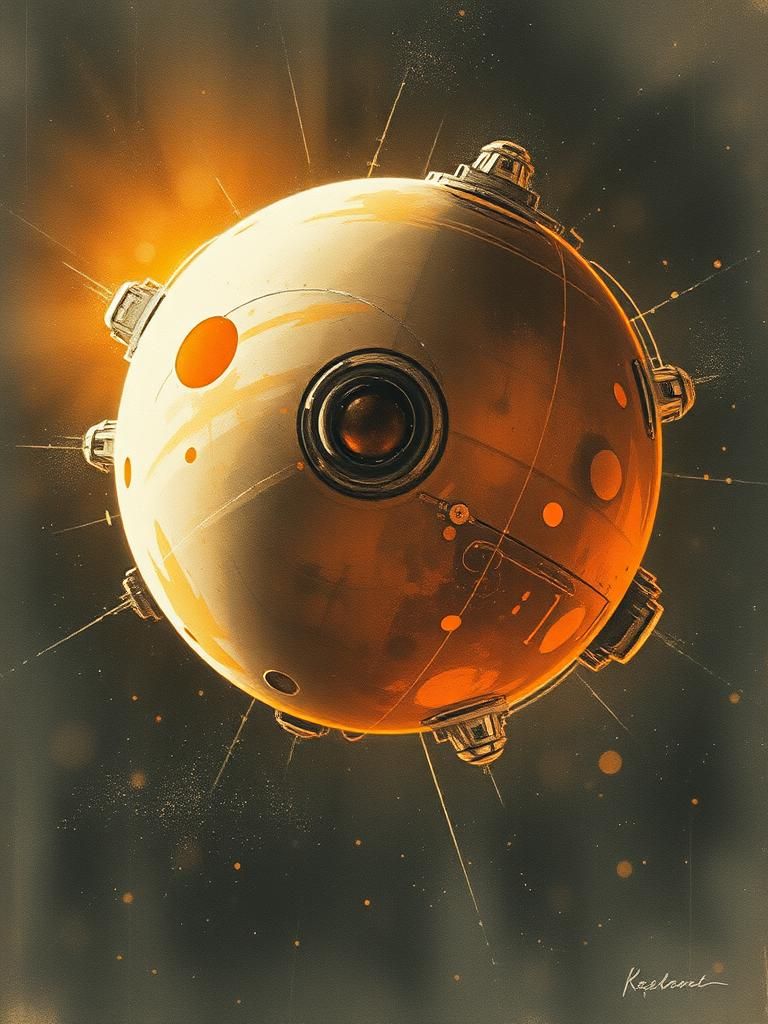 Retro Sci-Fi Movie Poster: Spaceship in Deep Space