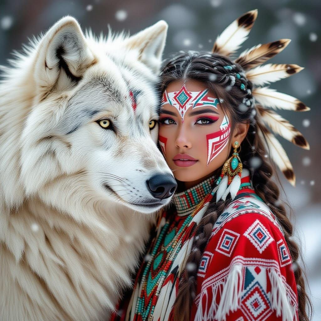 Indigenous Woman Shares Intimate Bond with Majestic White Wo...