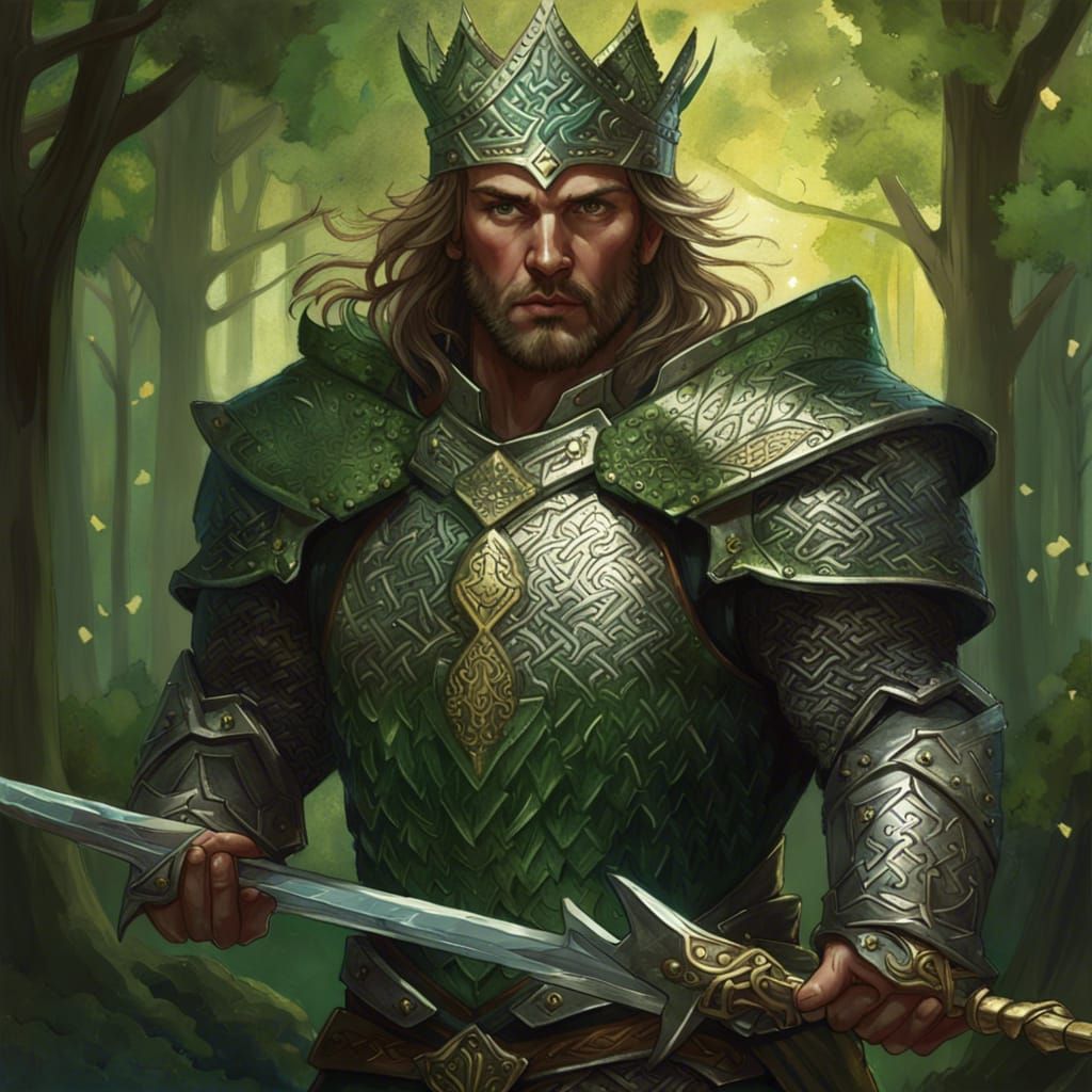Celtic Knight in Dark Fantasy Woodland