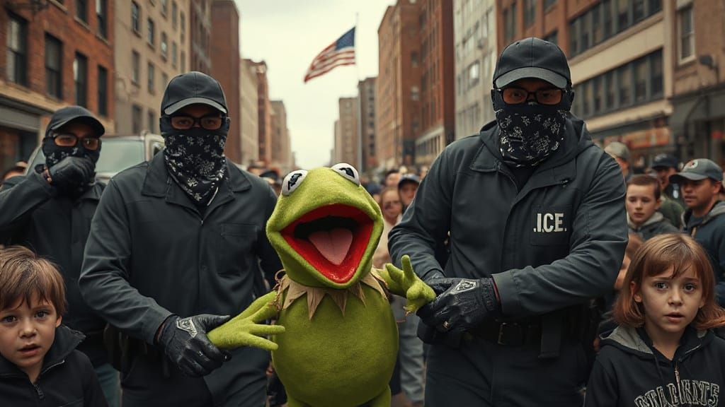 Kermit's Dystopian Arrest: A Dramatic AI Rendition