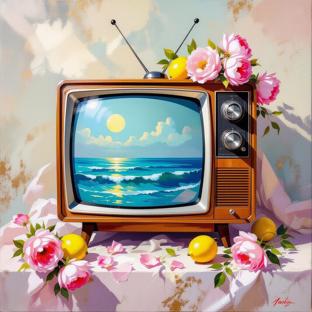 Retro TV in Rococo Impressionist Style