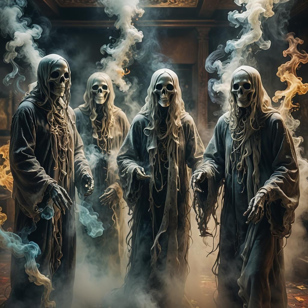 Ghostly Spirits in Smoke Filled Room