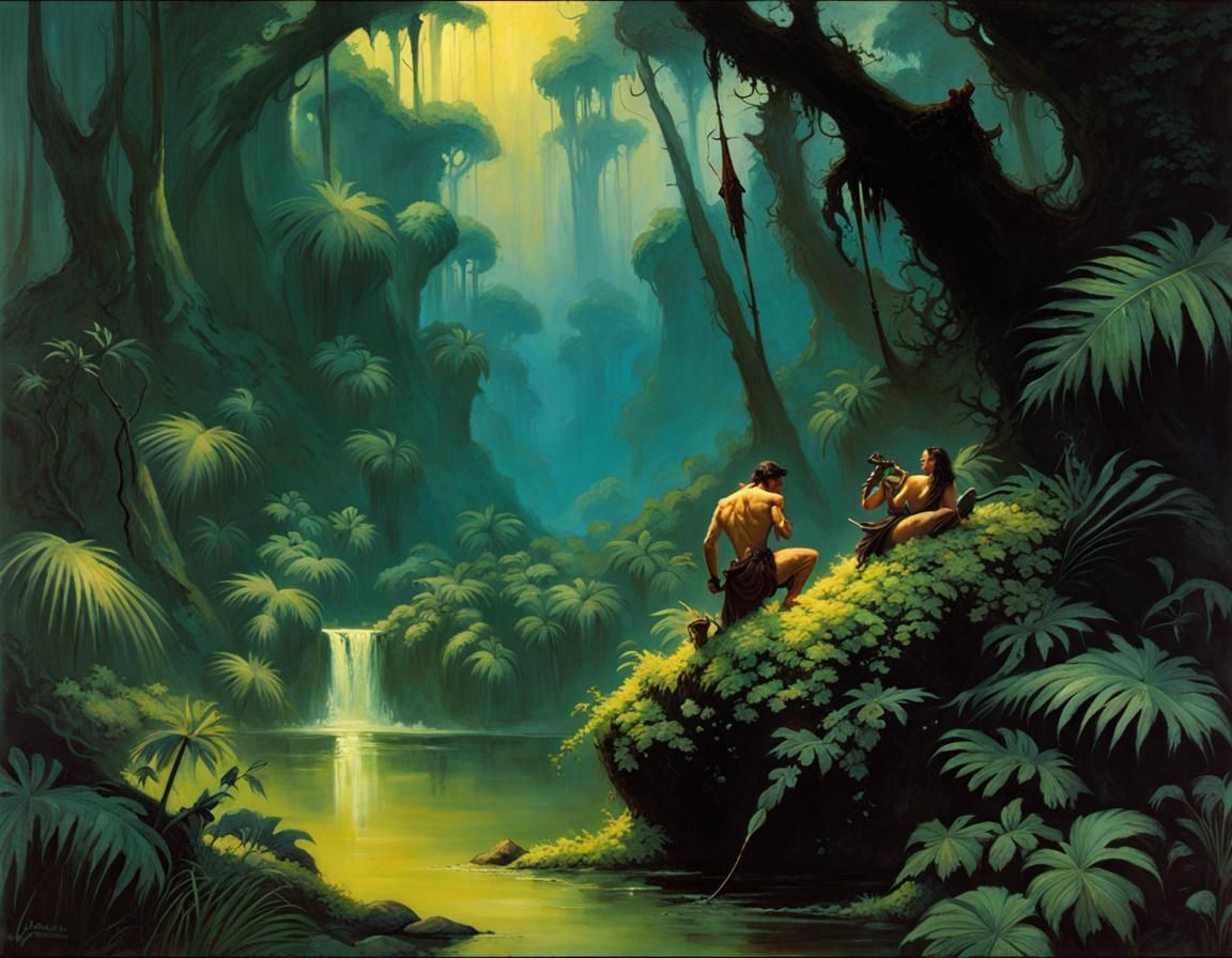 Gloomy Jungle Landscape in Dark Fantasy Style