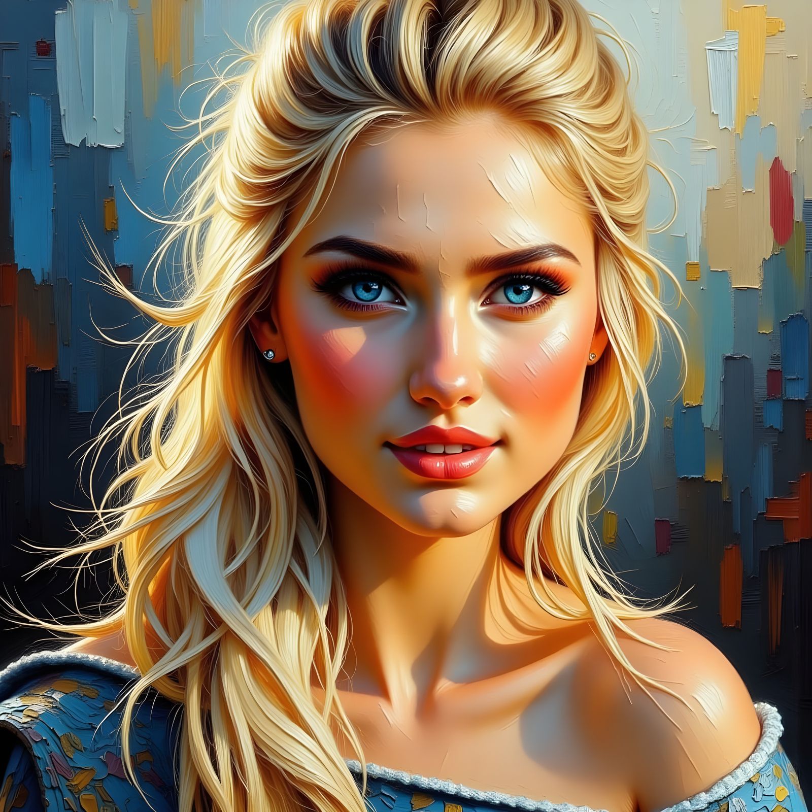 Norse Goddess of Love Portrait in Heavy Impasto Style