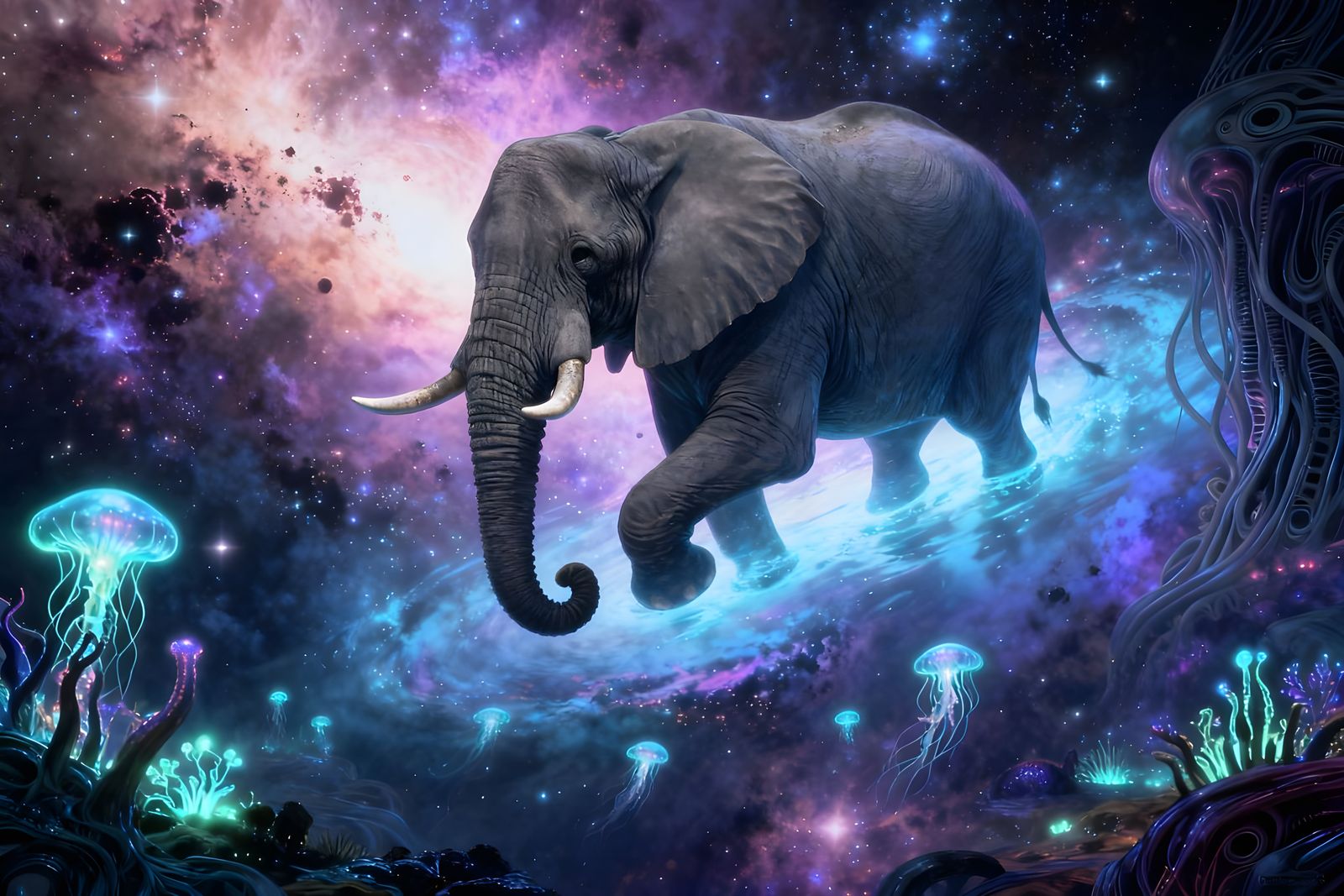 Cosmic Elephant and Jellyfish Fusion