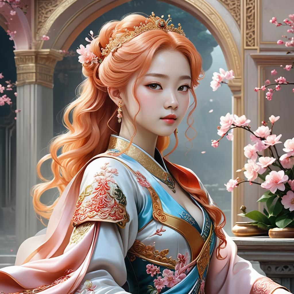 Princess Asebi Portrait in Hyperrealistic Splash Art