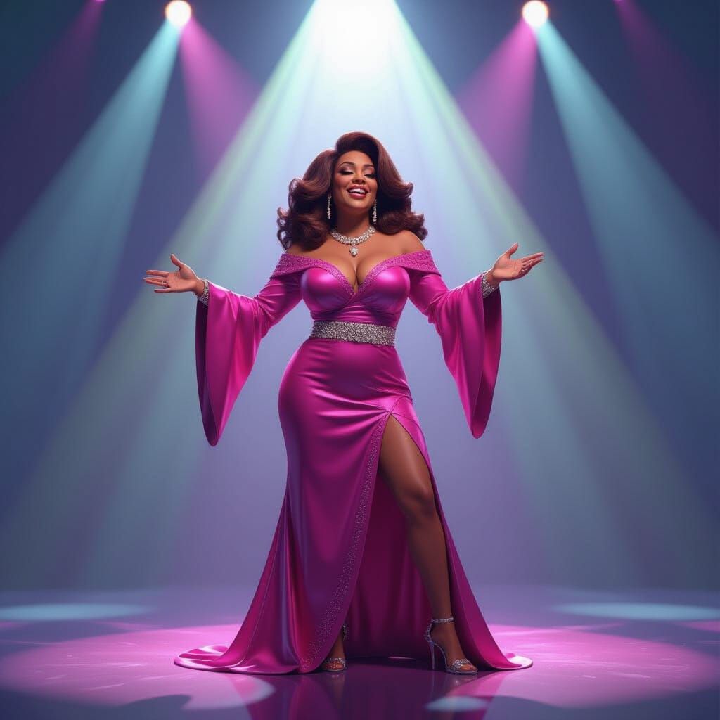 Gloria Gaynor on Stage in Pixar-Inspired 3D Art