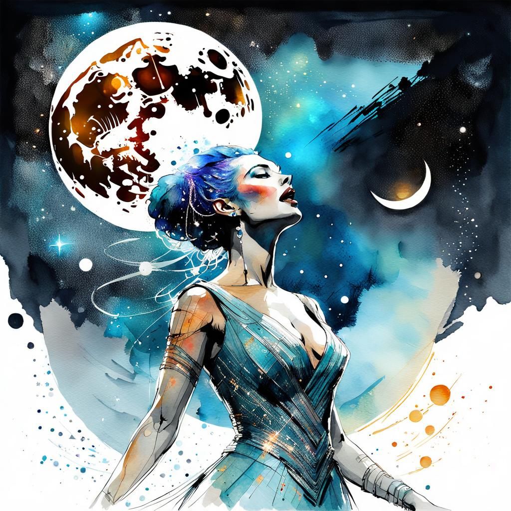 Futuristic Opera Singer in Digital Watercolor