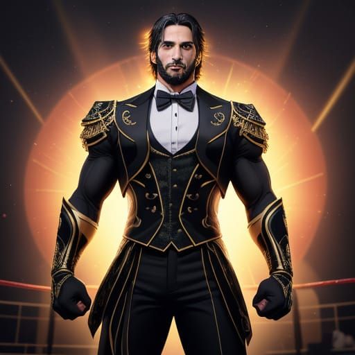 Cyberpunk Wrestler in Opal-Tuxedo Glory