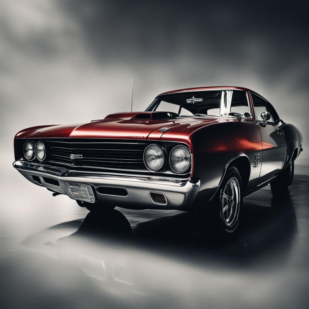 Muscle Car Portrait in Dramatic Lighting