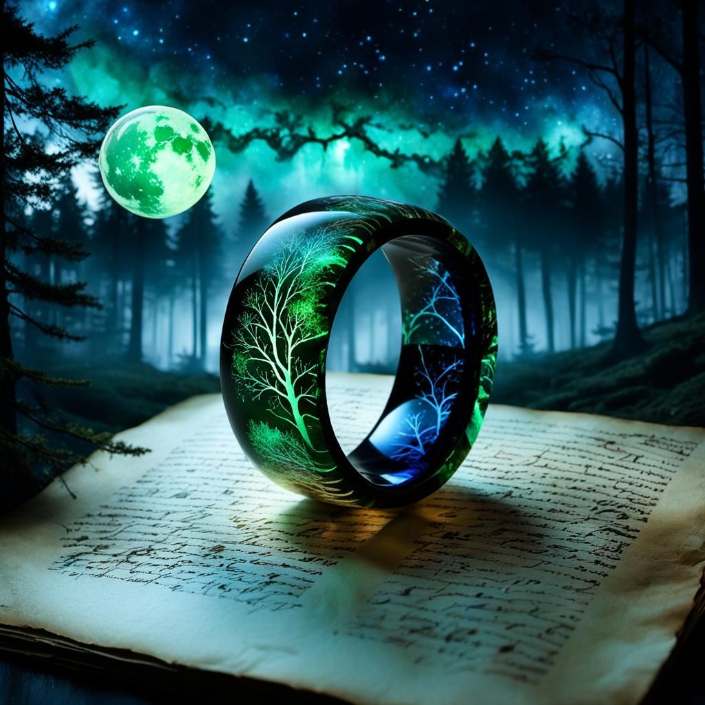 Enchanted Ring on Parchment in Forest