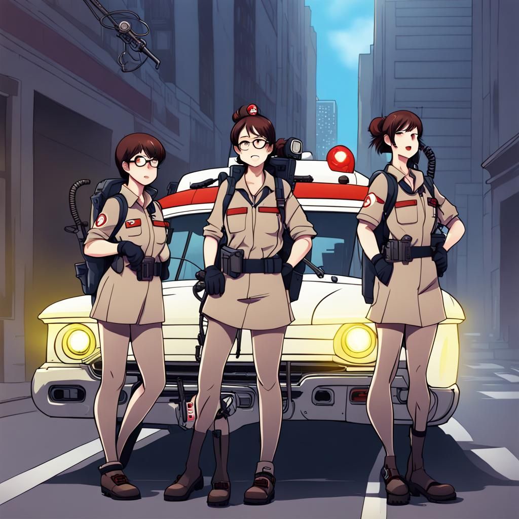 Anime Style Ghostbusters Team