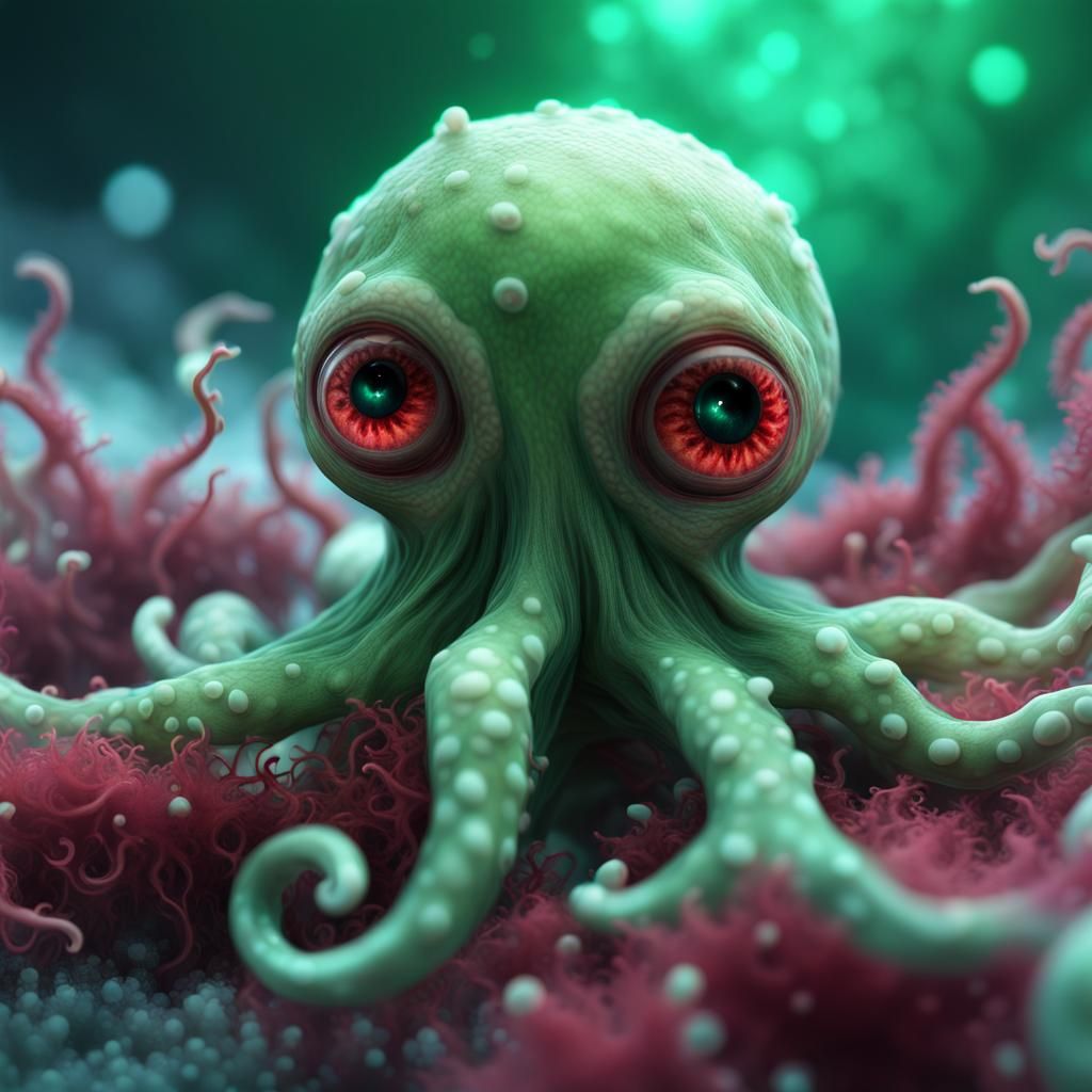 Mutated Alien Baby Octopus Zombie in High Quality CGI