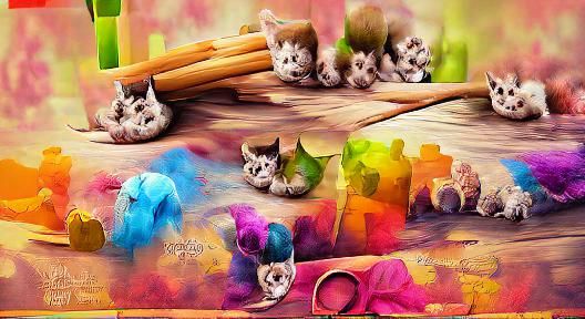 Cute Kittens in Detailed Photoillustration