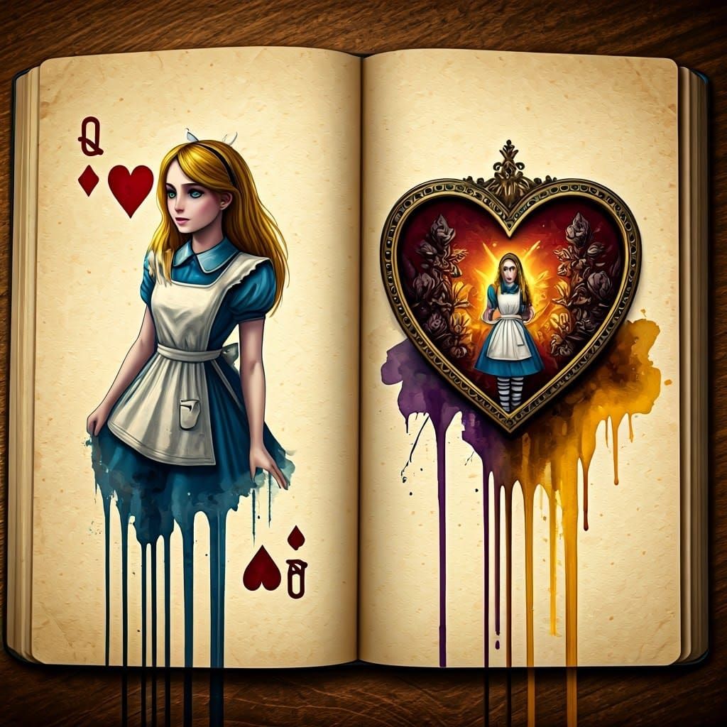 Whimsical Queen of Hearts Masterpiece in Vibrant Colors