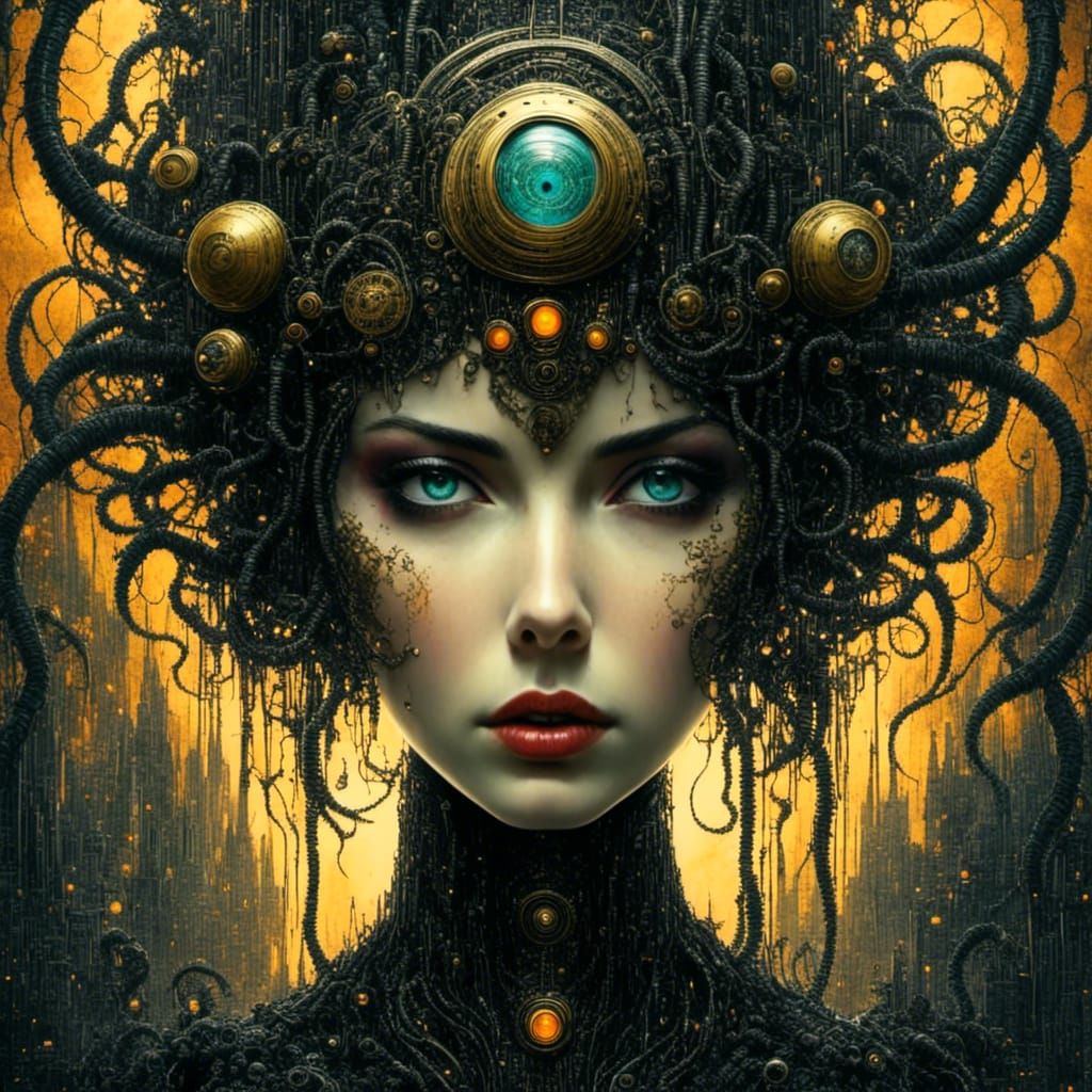 Steampunk Amethyst Abstract Pop Art Composition