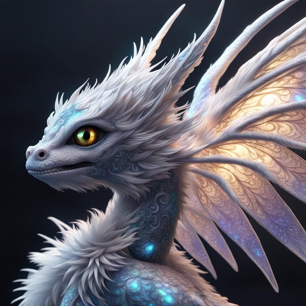 Adorable Winged Fish Dragon in Fantasycore Style