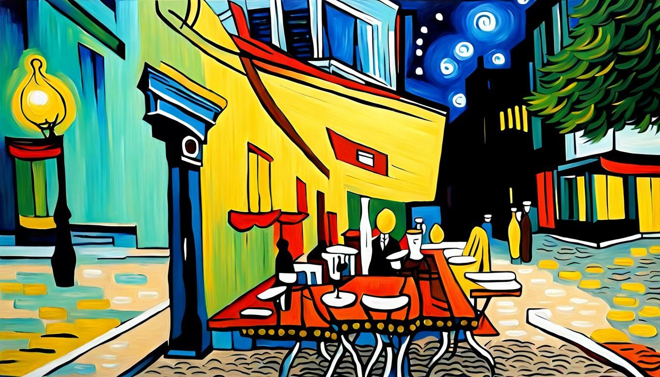 Cafe Terrace at Night: Van Gogh Inspired Oil Painting