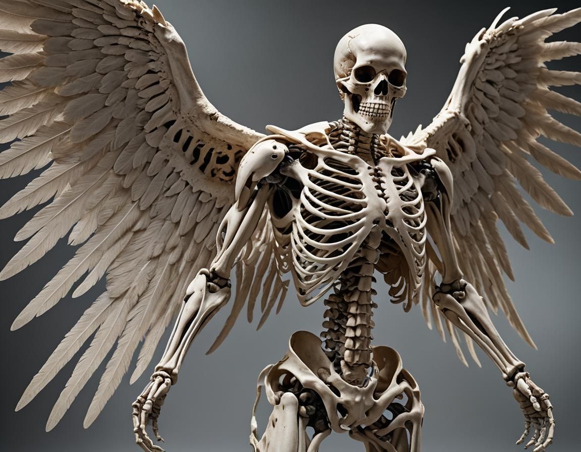 angel skeleton ,big angel wings