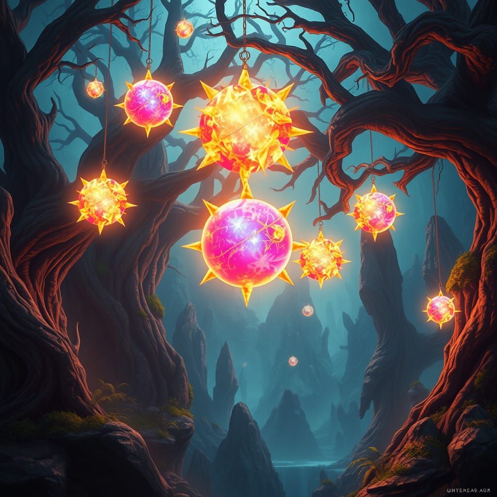 Glowing Spyro Orbs in a Fantastical Landscape