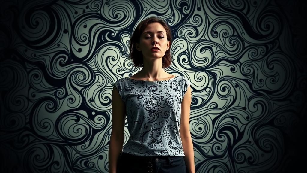 Dreamlike Woman in Surrealist Abstract Landscape