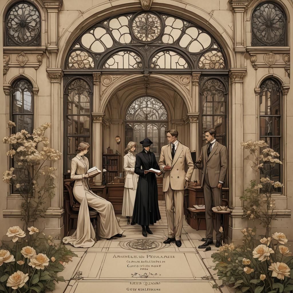 Elegant Game Card in Gothic Jugendstil Mansion