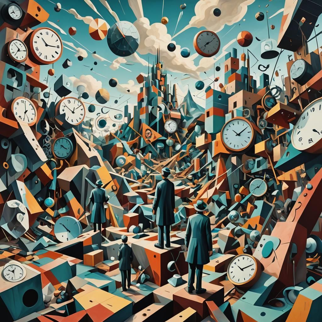 Surrealist Cubism in Oil and Digital Fusion