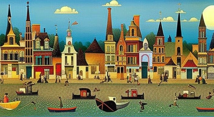 Picturesque Village Inspired by Naive Art Masters