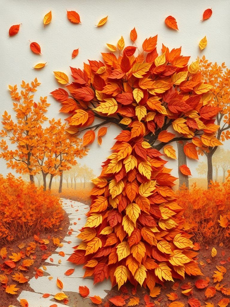 Autumn Paper Art Dress in Vibrant Colors