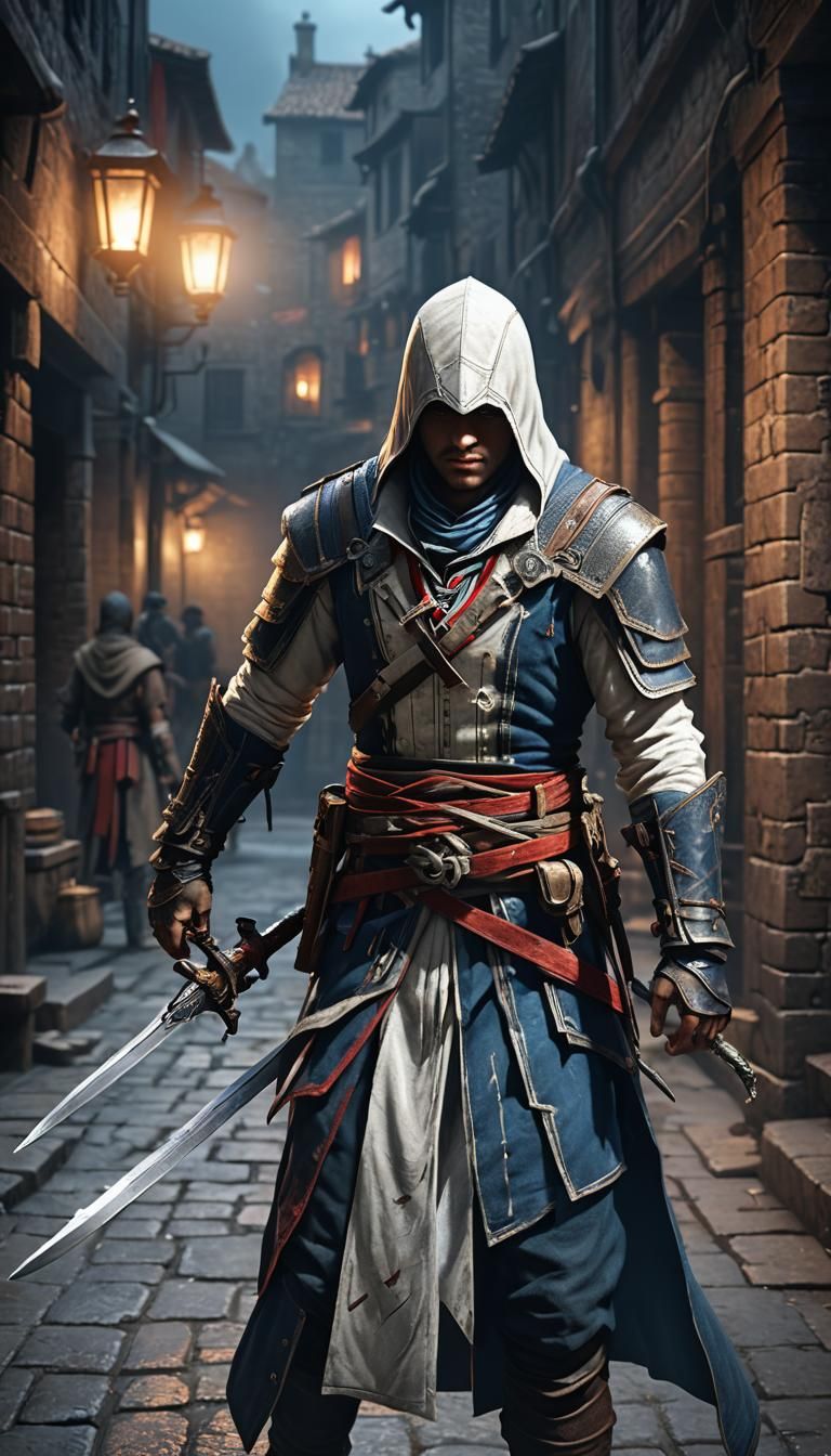 Renaissance Assassin in Dim Alleyway, 3D Render