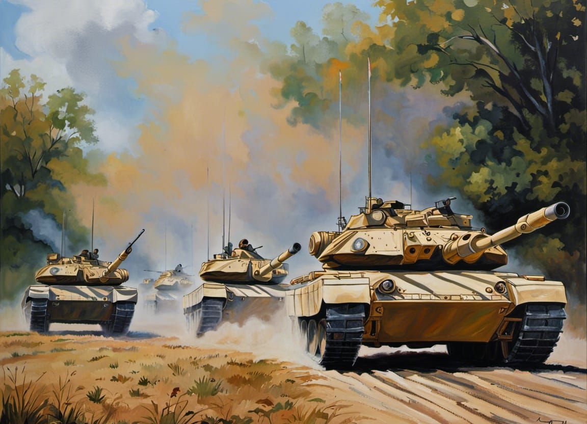 Abrams Tanks Roll into Ukraine: Action Painting
