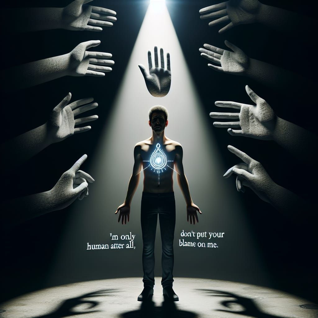 Human Figure Under Spotlight Pleading for Empathy