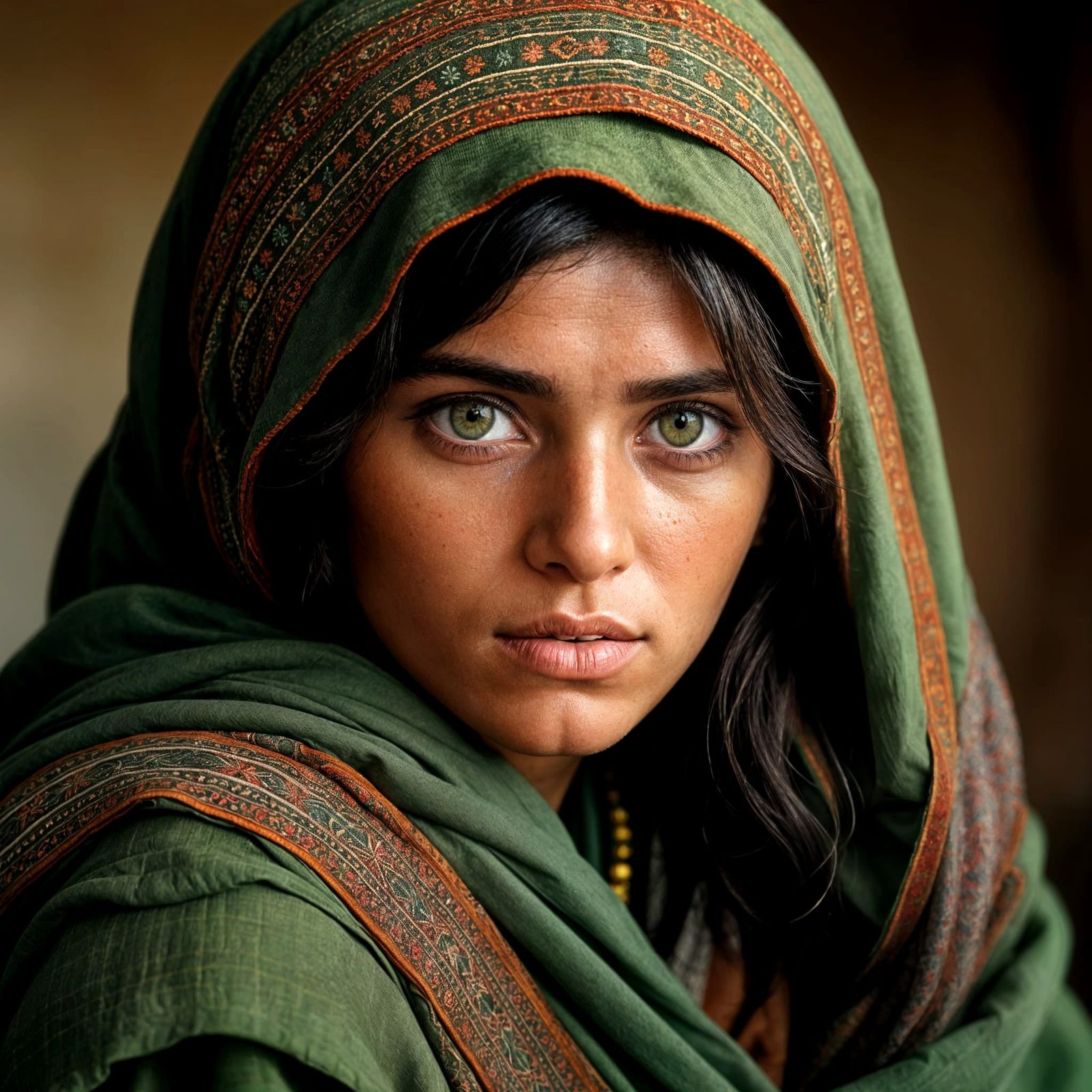 Hyper Realistic Portrait of Afghan Girl in Studio Lighting