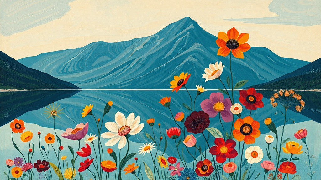 Abstract Floral Lake Inspired by Masters