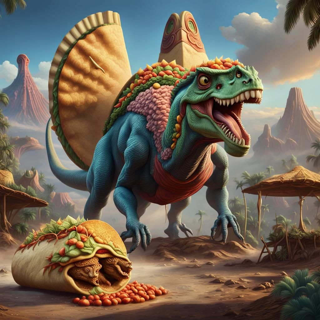 Dinosaurs and Tacos: A Fantastical Artstation Scene