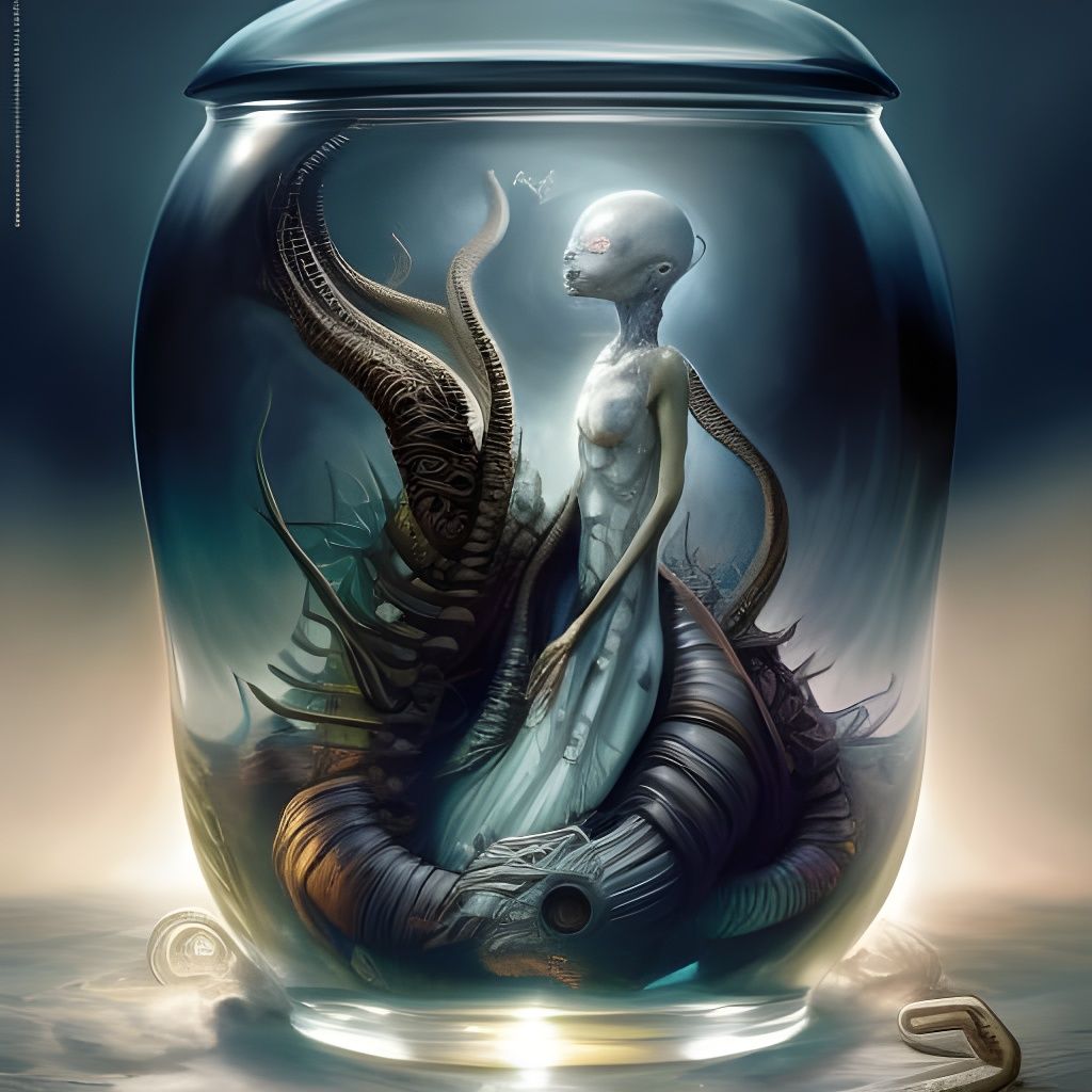 Alien Specimen Jar: Hyperrealistic Digital Art