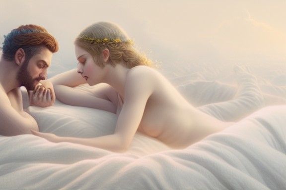 Serene Couple in Bed with Floral Details