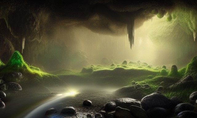 Glowing Mushroom Cave: Detailed Gothic Landscape