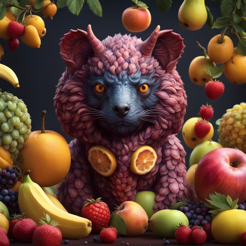 Animals Sculpted from Fruit: Detailed Matte Painting