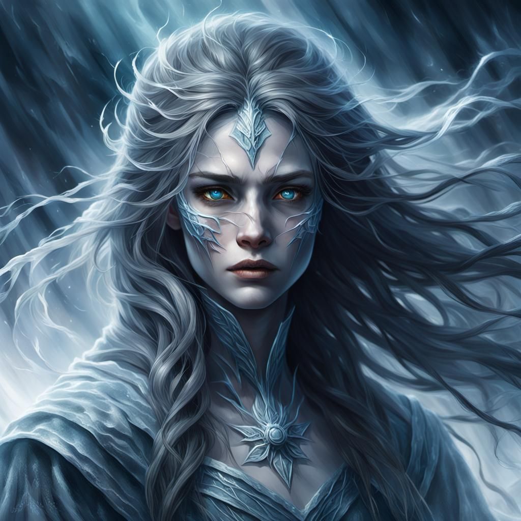 Ethereal Zephyria: Dark Fantasy Portrait in Hyperrealism