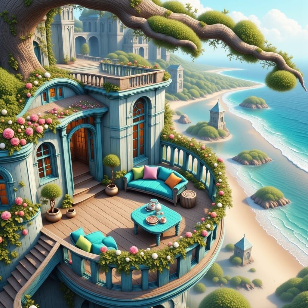 Elegant Victorian Mansion Perched on a Tower